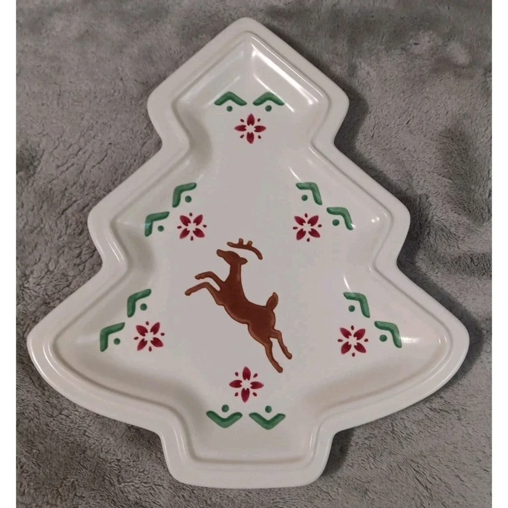 Pfaltzgraff Serving‎ Tray Plate Nordic Christmas Tree Shaped 10.25x9